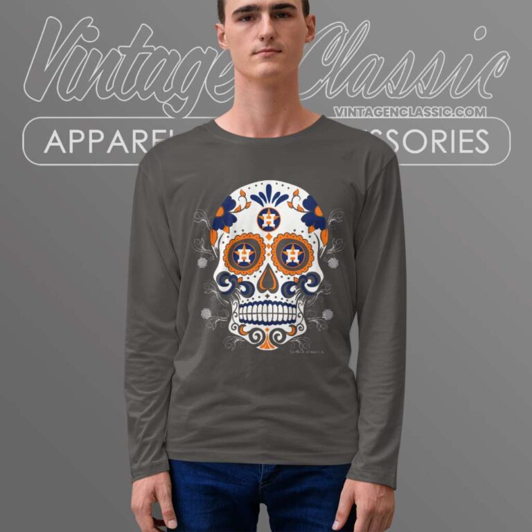 Sugar Skull Houston Astros Long Sleeve Tee Sugar Skull Houston Astros Long Sleeve Tee