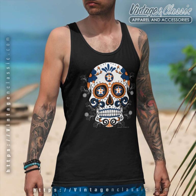 Sugar Skull Houston Astros Tank Top Racerback Sugar Skull Houston Astros Tank Top Racerback