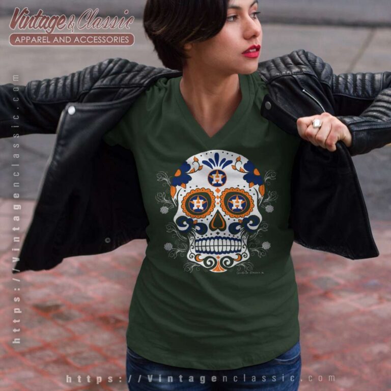 Sugar Skull Houston Astros V Neck TShirt Sugar Skull Houston Astros V Neck TShirt