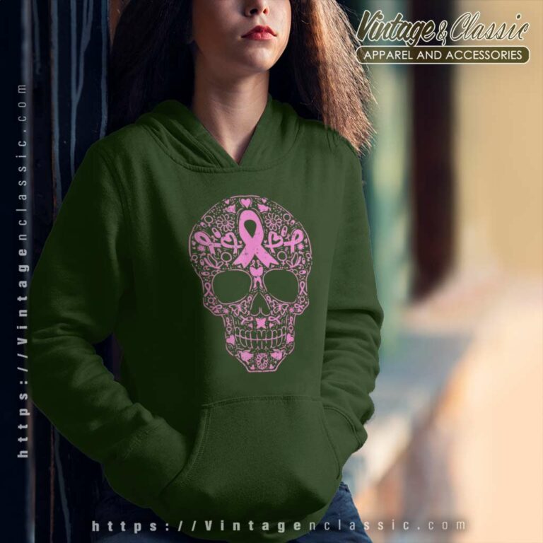 Sugar Skull Pink Ribbon Calavera Breast Cancer Awareness Hoodie Sugar Skull Pink Ribbon Calavera Breast Cancer Awareness Hoodie