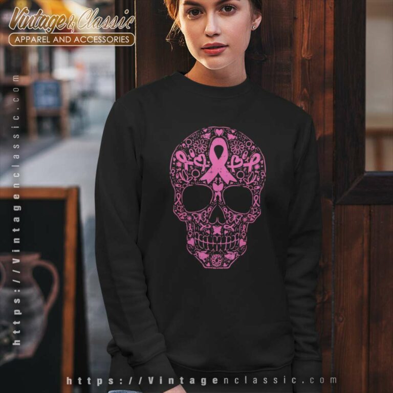 Sugar Skull Pink Ribbon Calavera Breast Cancer Awareness Sweatshirt Sugar Skull Pink Ribbon Calavera Breast Cancer Awareness Sweatshirt