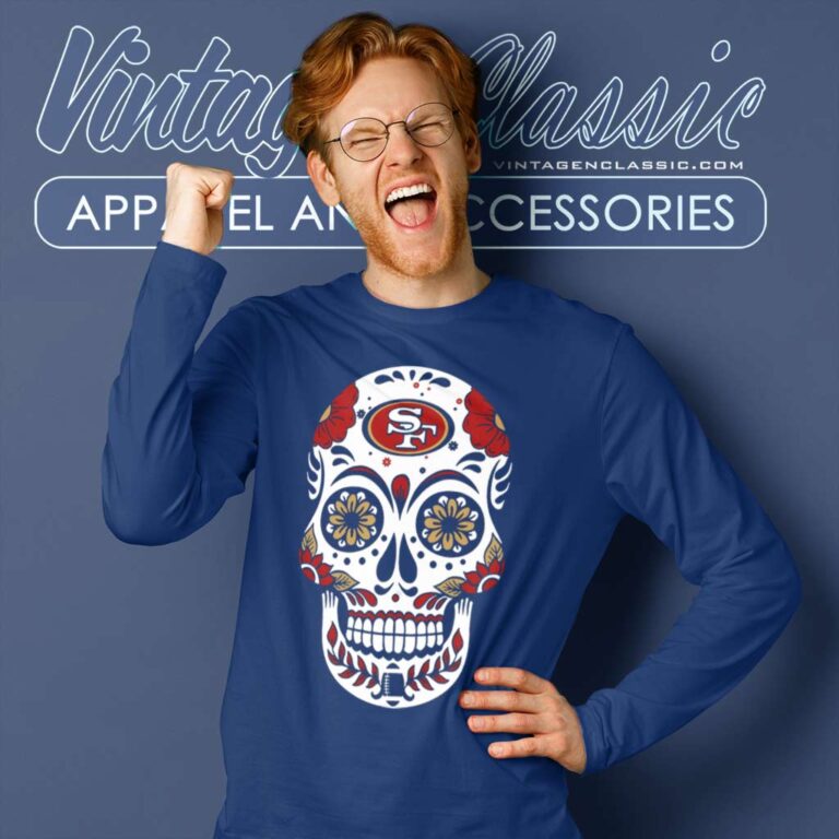 Sugar Skull San Francisco 49ers Long Sleeve Tee Sugar Skull San Francisco 49ers Long Sleeve Tee