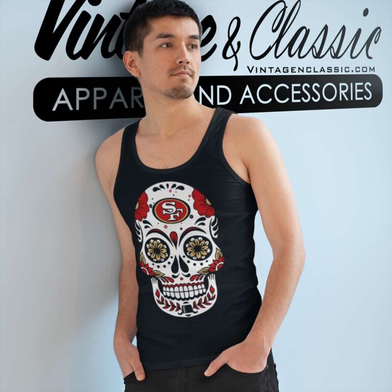 Sugar Skull San Francisco 49ers Tank Top Racerback Sugar Skull San Francisco 49ers Tank Top Racerback