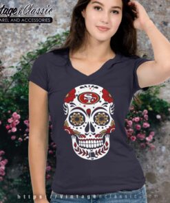 Sugar Skull San Francisco 49ers V Neck TShirt