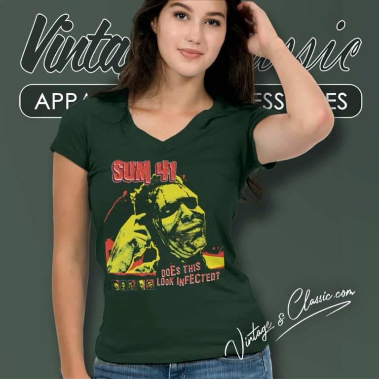 Sum 41 Does This Look Infected V Neck TShirt Sum 41 Does This Look Infected V Neck TShirt