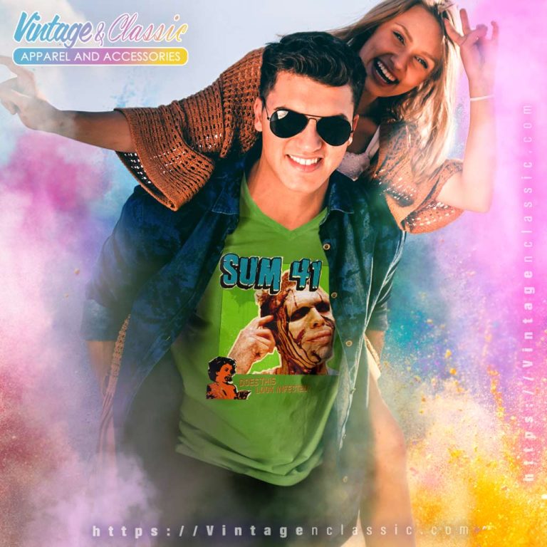 Sum 41 Shirt Does This Look Infected V Neck TShirt Sum 41 Shirt Does This Look Infected V Neck TShirt