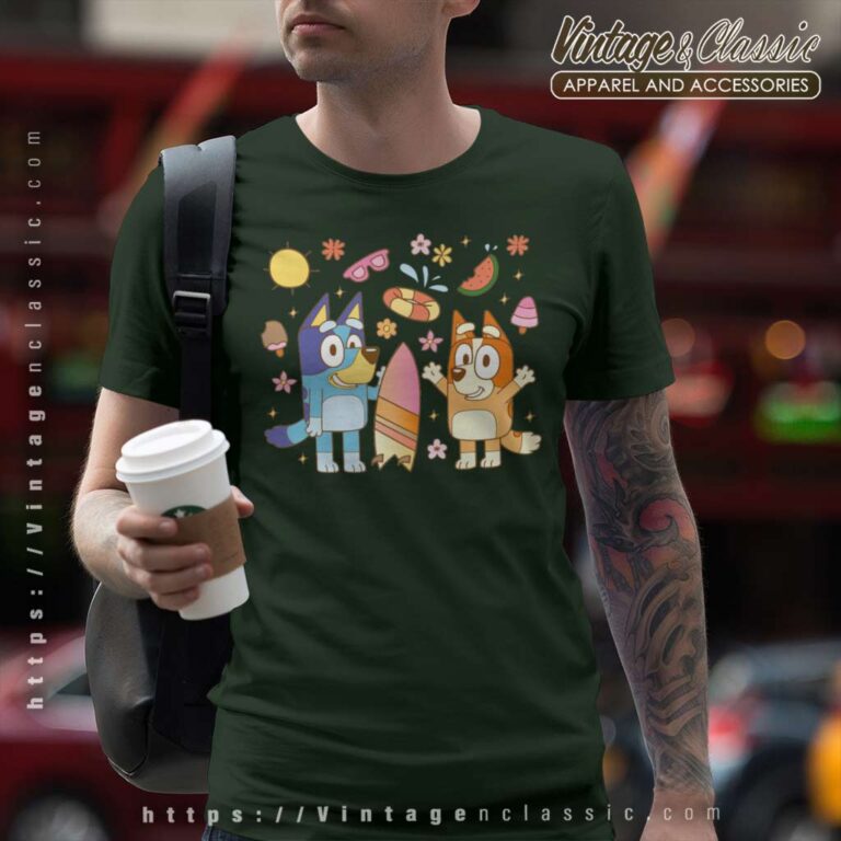 Summer Beach Bluey And Bingo Tshirt Summer Beach Bluey And Bingo Tshirt