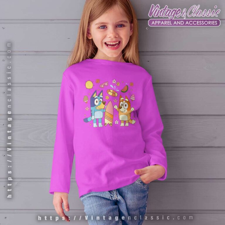 Summer Beach Bluey And Bingo kids Longsleeves Summer Beach Bluey And Bingo kids Longsleeves