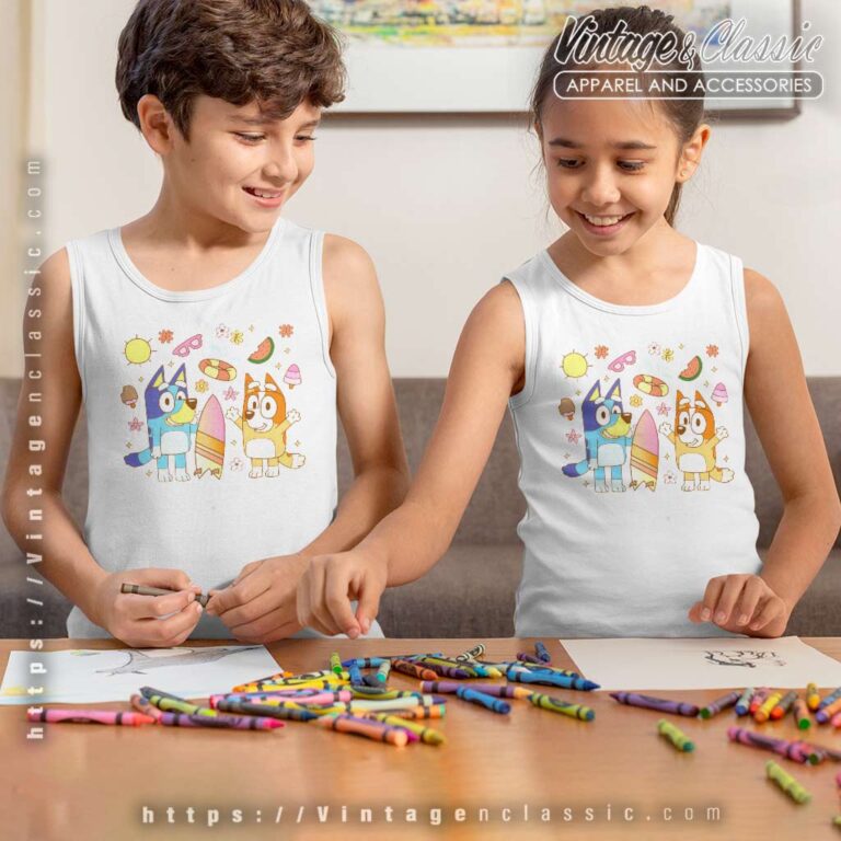 Summer Beach Bluey And Bingo kids Tanktop Summer Beach Bluey And Bingo kids Tanktop