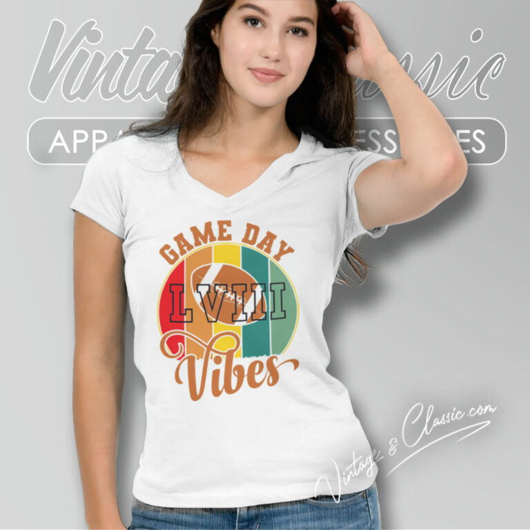 Super Bowl Lviii Game Day Vibes V Neck TShirt Super Bowl Lviii Game Day Vibes V Neck TShirt