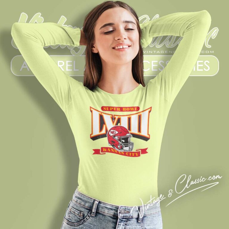 Super Bowl Lviii Kansas City Chiefs Helmet Long Sleeve Tee Super Bowl Lviii Kansas City Chiefs Helmet Long Sleeve Tee