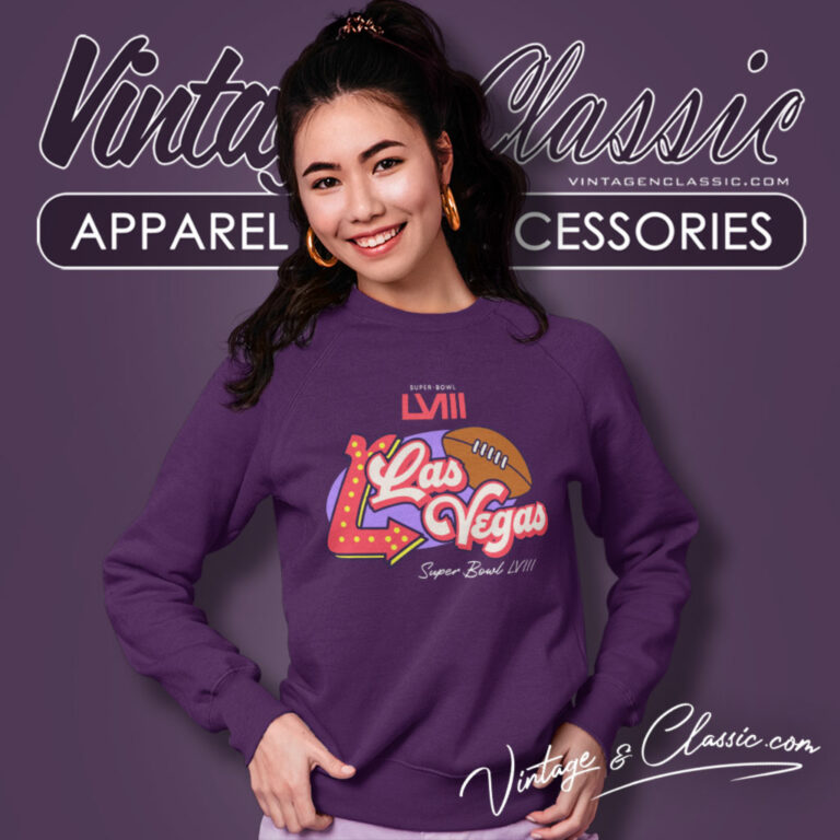 Super Bowl Lviii Purple Las Vegas Sweatshirt Super Bowl Lviii Purple Las Vegas Sweatshirt