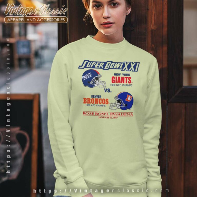 Super Bowl Xxi New York Giants Denver Broncos Sweatshirt Super Bowl Xxi New York Giants Denver Broncos Sweatshirt