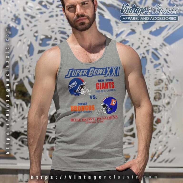 Super Bowl Xxi New York Giants Denver Broncos Tank Top Racerback Super Bowl Xxi New York Giants Denver Broncos Tank Top Racerback