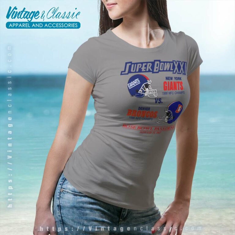Super Bowl Xxi New York Giants Denver Broncos Women TShirt Super Bowl Xxi New York Giants Denver Broncos Women TShirt