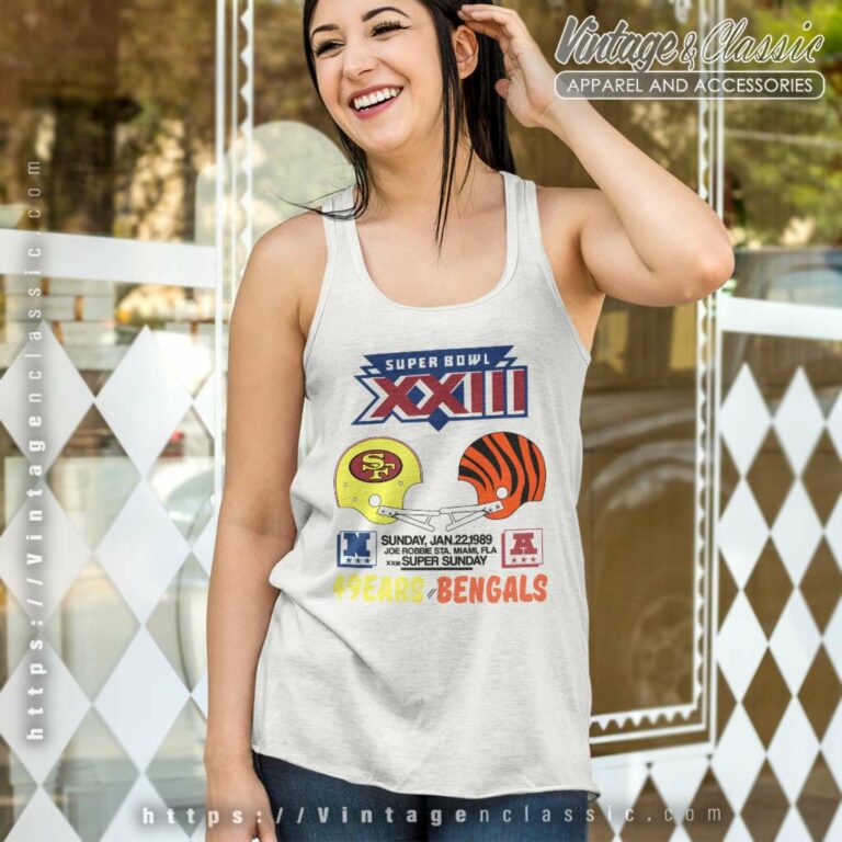 Super Bowl Xxiii San Francisco 49ers Cincinnati Bengals Tank Top Racerback Super Bowl Xxiii San Francisco 49ers Cincinnati Bengals Tank Top Racerback