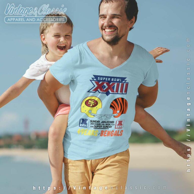 Super Bowl Xxiii San Francisco 49ers Cincinnati Bengals V Neck TShirt Super Bowl Xxiii San Francisco 49ers Cincinnati Bengals V Neck TShirt