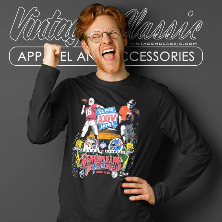Super Bowl Xxiv San Francisco 49ers Denver Broncos Long Sleeve Tee Super Bowl Xxiv San Francisco 49ers Denver Broncos Long Sleeve Tee