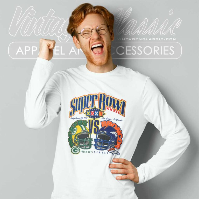 Super Bowl Xxxii Denver Broncos Green Bay Packers Long Sleeve Tee Super Bowl Xxxii Denver Broncos Green Bay Packers Long Sleeve Tee