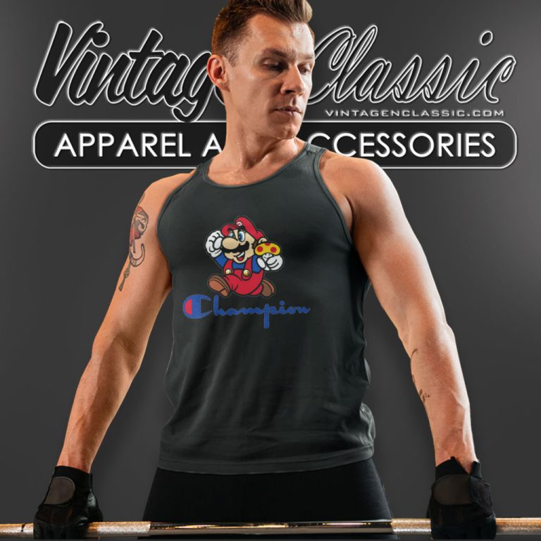 Super Mario Champion Logo Tank Top Racerback Super Mario Champion Logo Tank Top Racerback