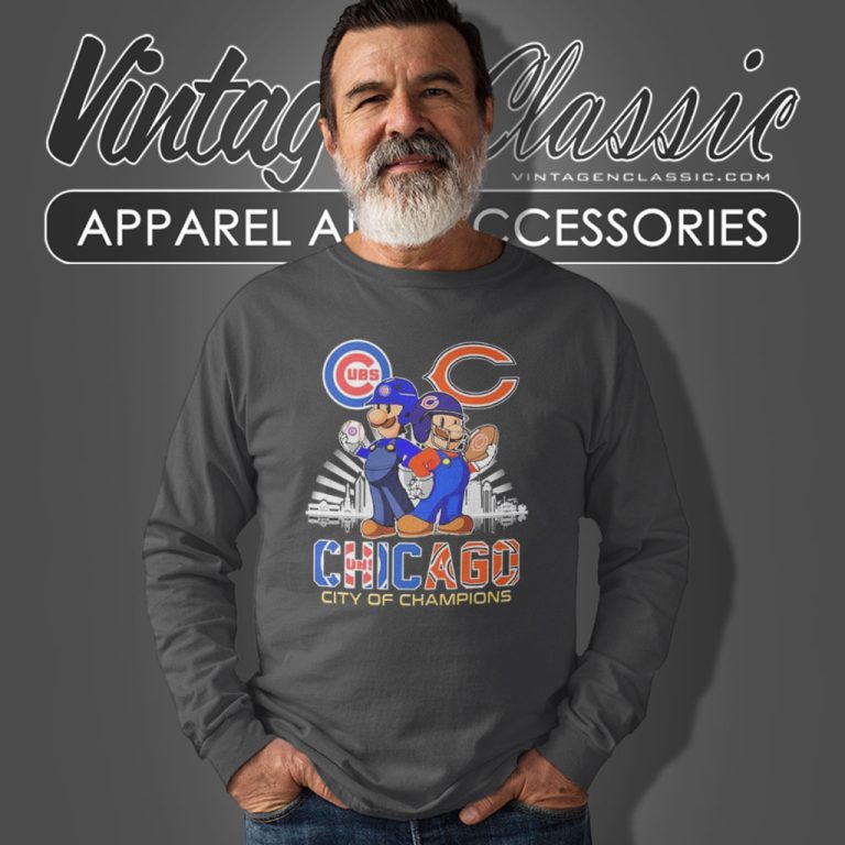 Super Mario Chicago City Of Champions Long Sleeve Tee Super Mario Chicago City Of Champions Long Sleeve Tee