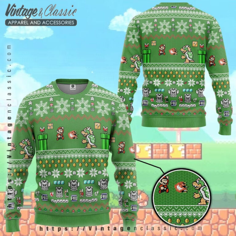 Super Mario Game Christmas Ugly Sweater back Ugly Christmas Sweater Super Mario Game Christmas Ugly Sweater back Ugly Christmas Sweater