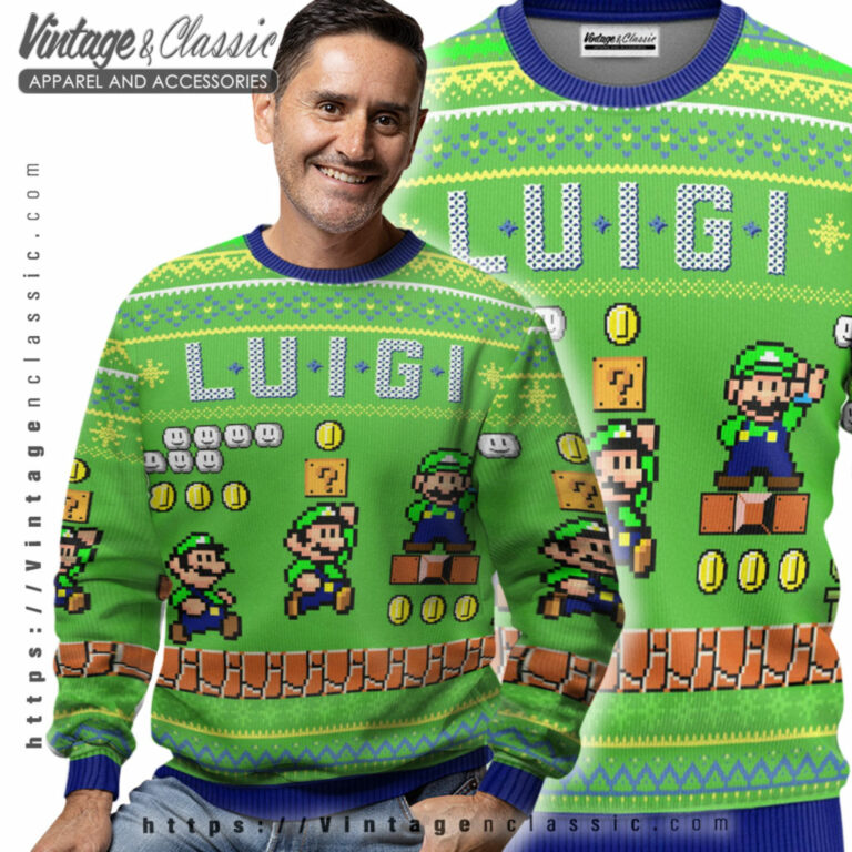 Super Mario Luigi Christmas Ugly Sweater Men Ugly Sweater Super Mario Luigi Christmas Ugly Sweater Men Ugly Sweater