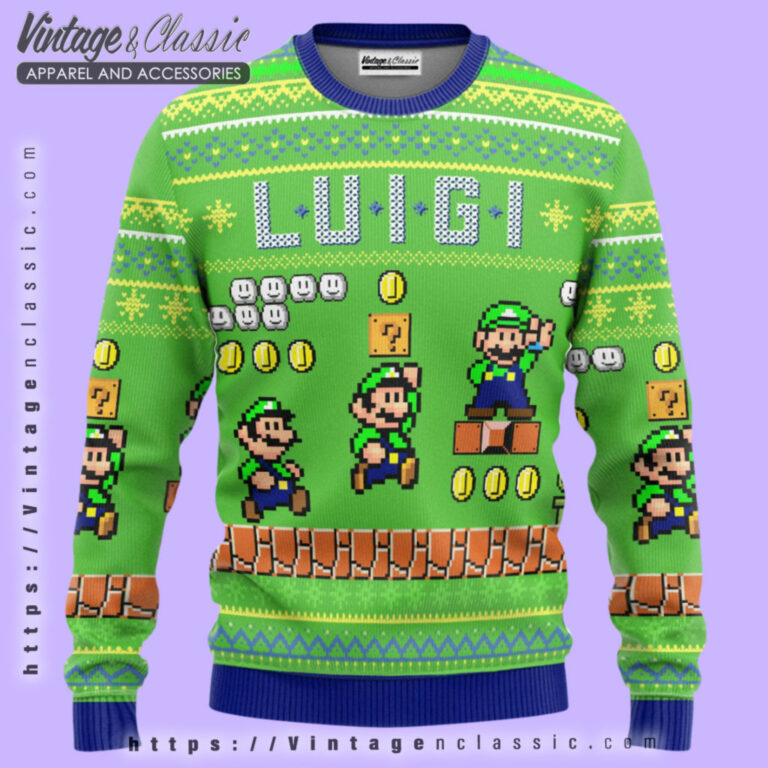 Super Mario Luigi Christmas Ugly Sweater Ugly Christmas Sweater Super Mario Luigi Christmas Ugly Sweater Ugly Christmas Sweater