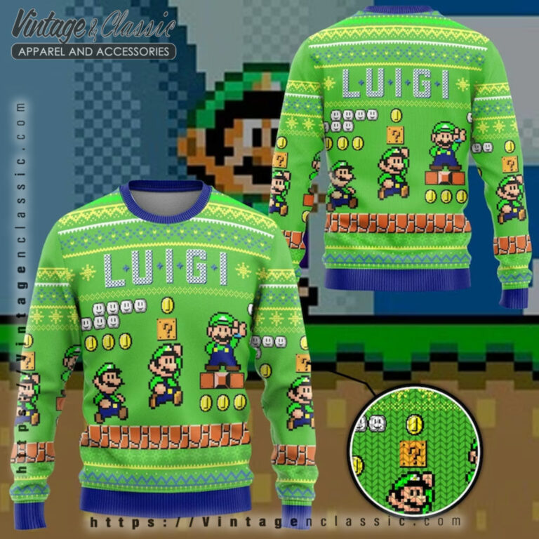 Super Mario Luigi Christmas Ugly Sweater back Ugly Sweater Super Mario Luigi Christmas Ugly Sweater back Ugly Sweater