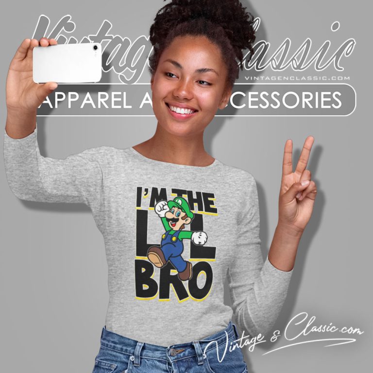 Super Mario Luigi Im Lil Bro Long Sleeve Tee Super Mario Luigi Im Lil Bro Long Sleeve Tee