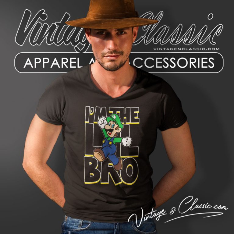 Super Mario Luigi Im Lil Bro V Neck TShirt Super Mario Luigi Im Lil Bro V Neck TShirt