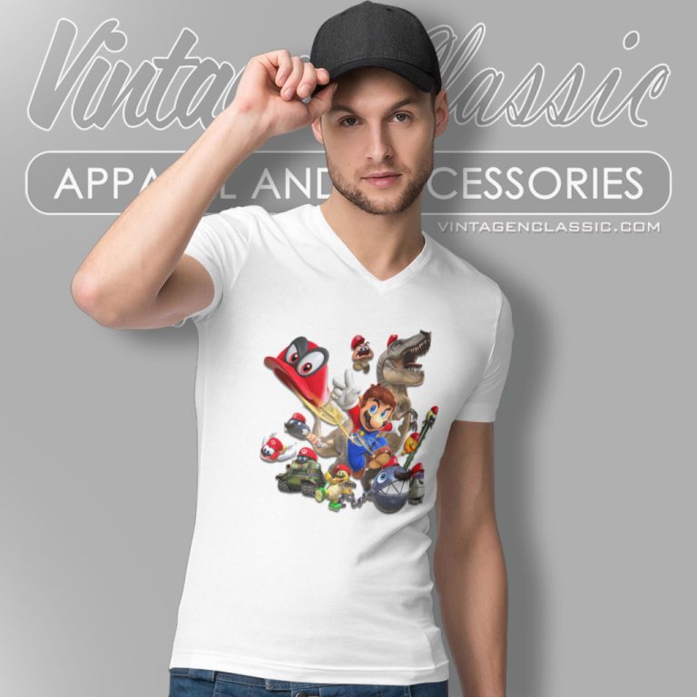 Super Mario Odyssey V Neck TShirt Super Mario Odyssey V Neck TShirt
