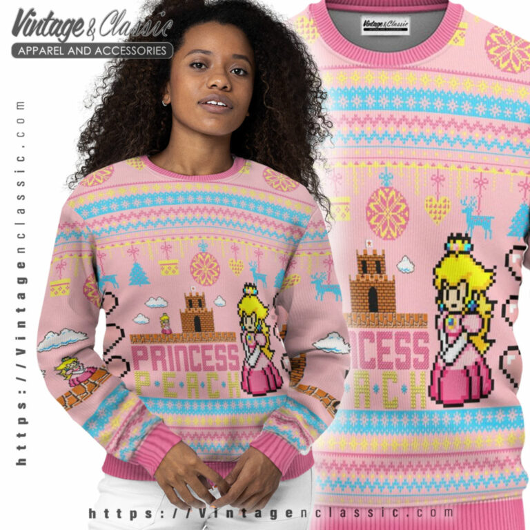 Super Mario Peach Ugly Christmas Sweater Women Ugly Sweater Super Mario Peach Ugly Christmas Sweater Women Ugly Sweater