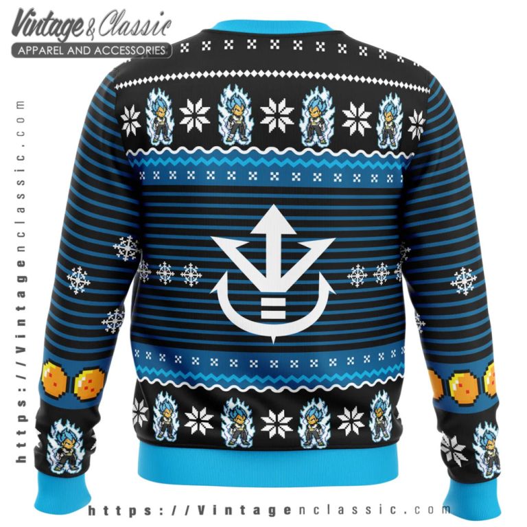 Super Saiyan Blue Vegeta Ugly Christmas Sweater back Ugly Sweater Super Saiyan Blue Vegeta Ugly Christmas Sweater back Ugly Sweater