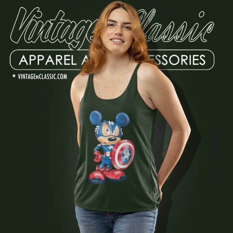 Superhero Captain America Mickey Tank Top Racerback Superhero Captain America Mickey Tank Top Racerback