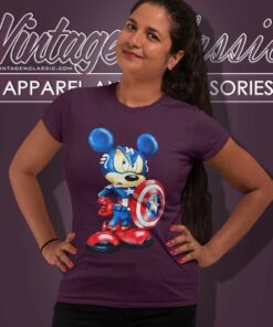 Superhero Captain America Mickey Women TShirt