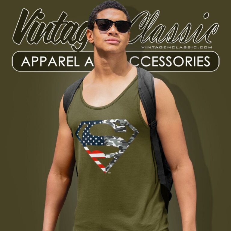 Superman American Flag Logo Tank Top Racerback Superman American Flag Logo Tank Top Racerback