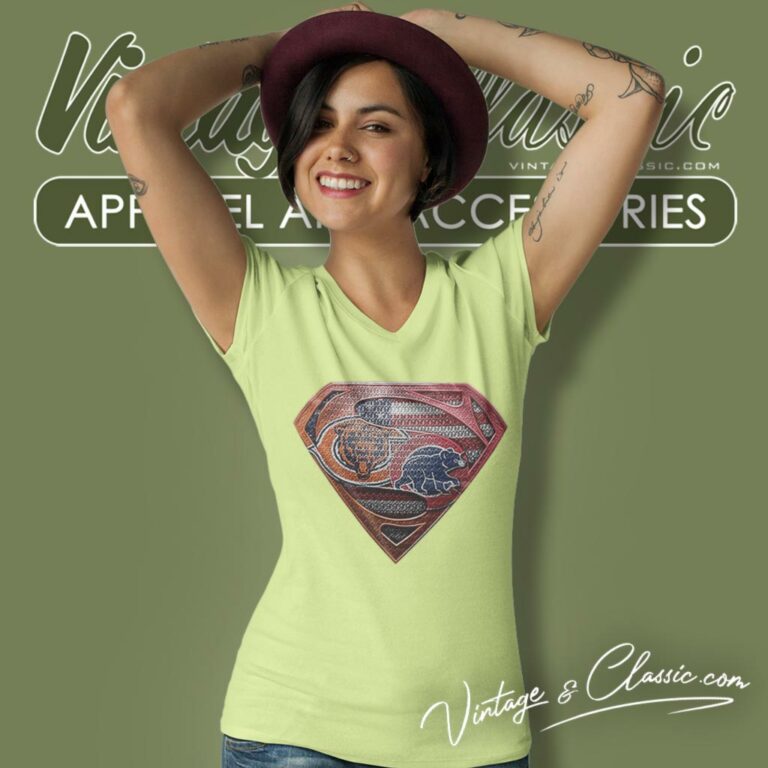 Superman Chicago Bears V Neck TShirt Superman Chicago Bears V Neck TShirt