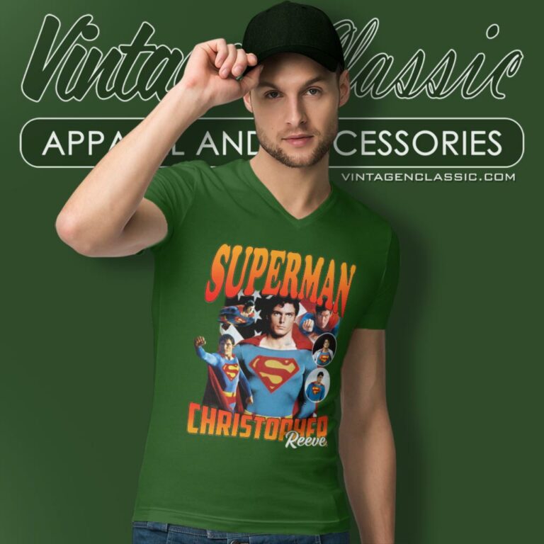 Superman Christopher Reeve V Neck TShirt Superman Christopher Reeve V Neck TShirt