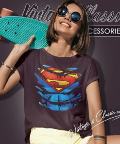 Superman Costume Rip Through Women T Shirt