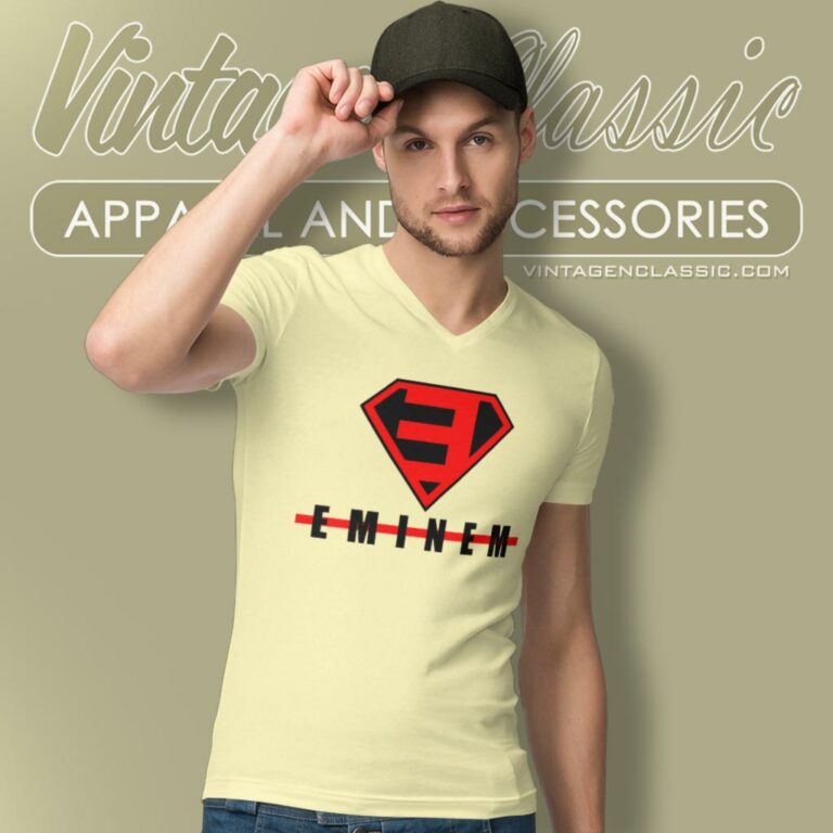 Superman Eminem Logo V Neck TShirt Superman Eminem Logo V Neck TShirt