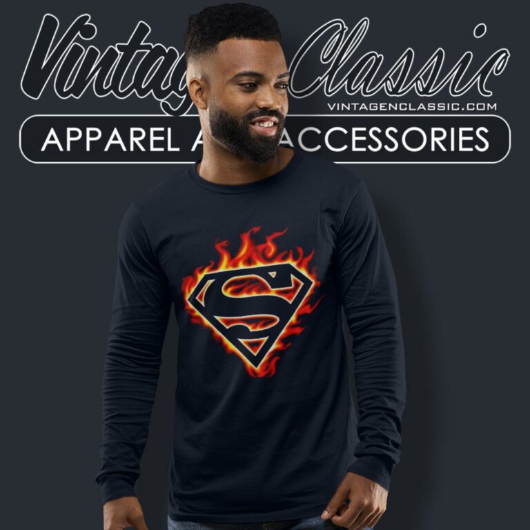 Superman Flame Logo Long Sleeve Tee Superman Flame Logo Long Sleeve Tee
