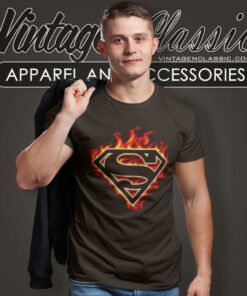 Superman Flame Logo T Shirt