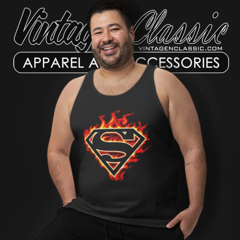 Superman Flame Logo Tank Top Racerback Superman Flame Logo Tank Top Racerback