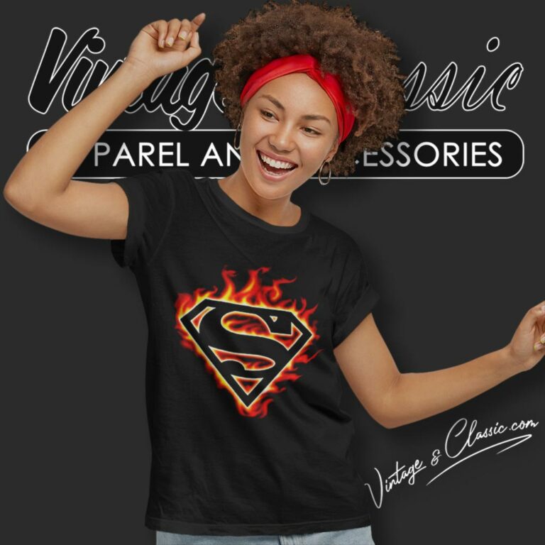 Superman Flame Logo Women T Shirt Superman Flame Logo Women T Shirt
