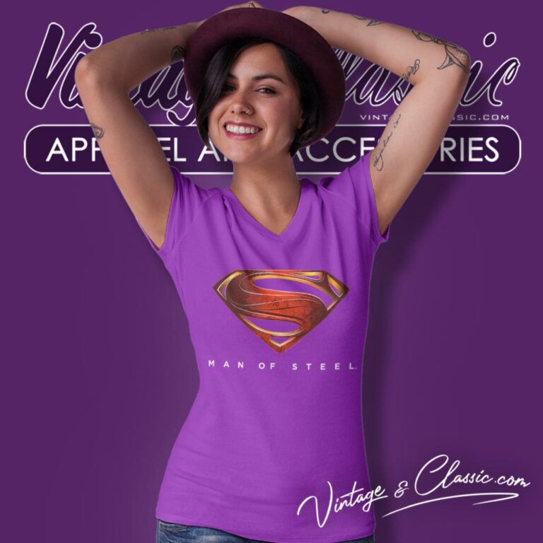 Superman Man Of Steel Logo V Neck TShirt Superman Man Of Steel Logo V Neck TShirt