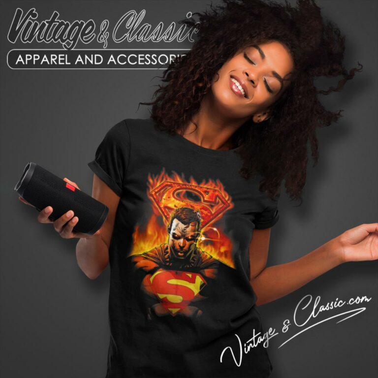 Superman Man On Fire Women T Shirt Superman Man On Fire Women T Shirt