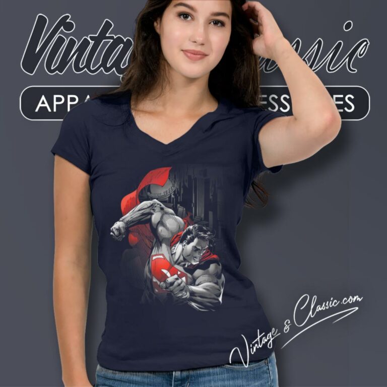 Superman My City V Neck TShirt Superman My City V Neck TShirt