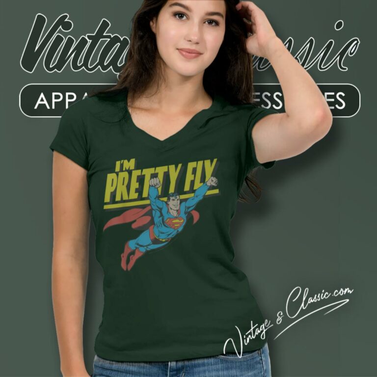 Superman Pretty Fly V Neck TShirt Superman Pretty Fly V Neck TShirt