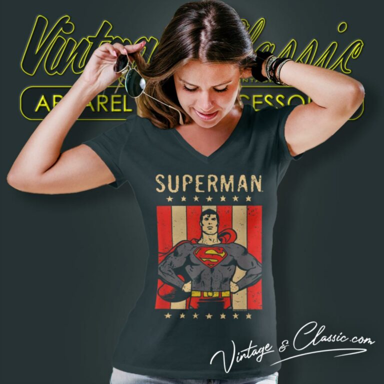 Superman Retro Liberty V Neck TShirt Superman Retro Liberty V Neck TShirt